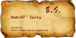 Bakró Ipoly névjegykártya